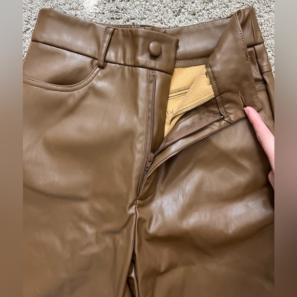 SHEIN PETITE XXS Brown Faux Leather Pants - Picture 7 of 16